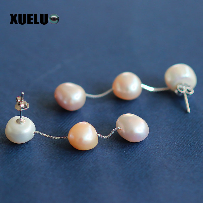  Fashion Baroque Natural Cultured Freshwater Pearl Earrings (XL140011)