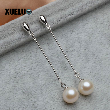 7.5-8mm Fashion Perfect Round Shape Natural Cultured Freshwater Pearl Earrings (XL140008)