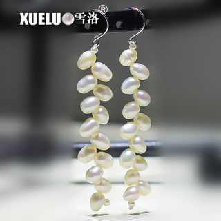 Fashion Wheat Design Natural Cultured Freshwater Pearl Earrings (XL140040)
