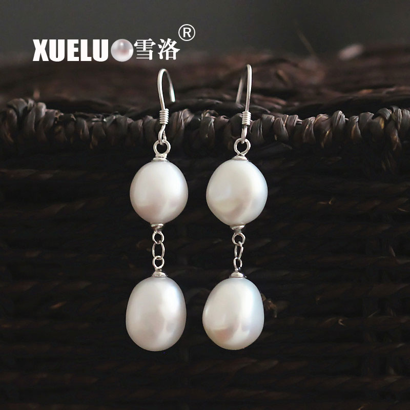 Fashion Double Baroque Natural Cultured Freshwater Pearl Earrings (XL140074-3)