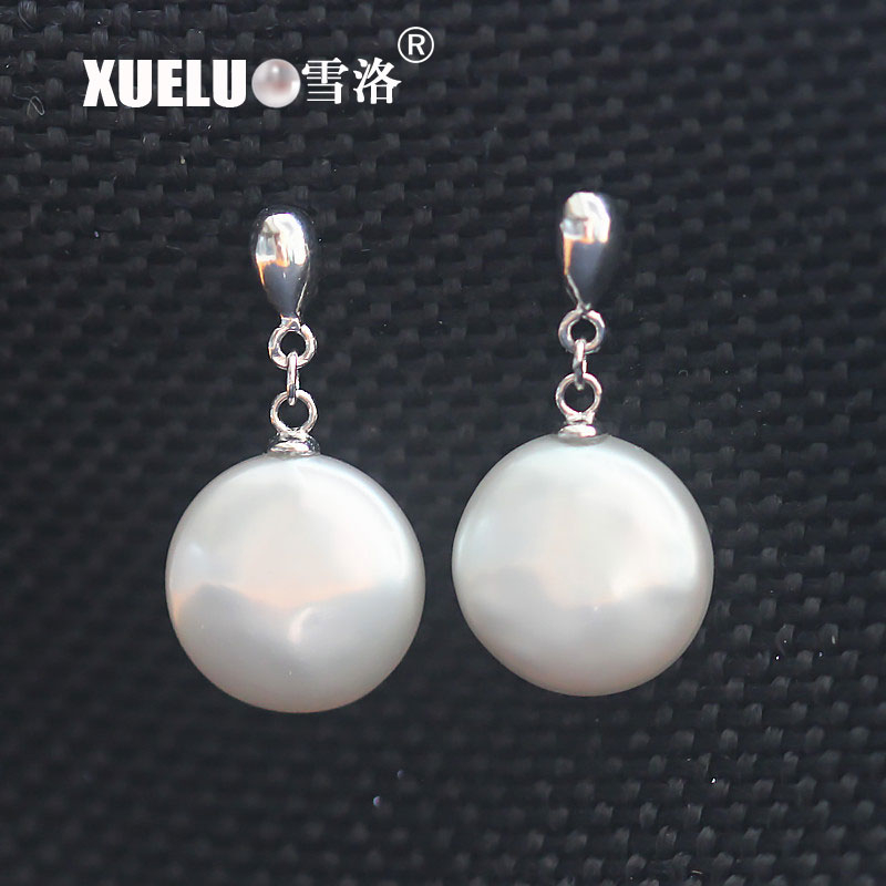 925 Sterling Silver Coin Natural Cultured Freshwater Pearl Earrings (XL140075)