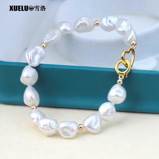 9-10mm Fashionable Keshi Baroque Chinese Cultured Freshwater Pearl Bracelet (XL150157)