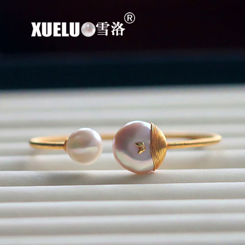 14K Gold Plated Fashion White Chinese Cultured Freshwater Pearl Bracelet (XL150101)