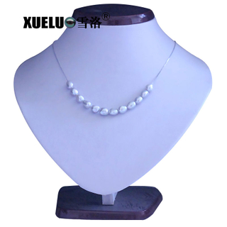 Sterling Silver Jewelry Natural Baroque Cultured Freshwater Pearl Necklace (XL120062)