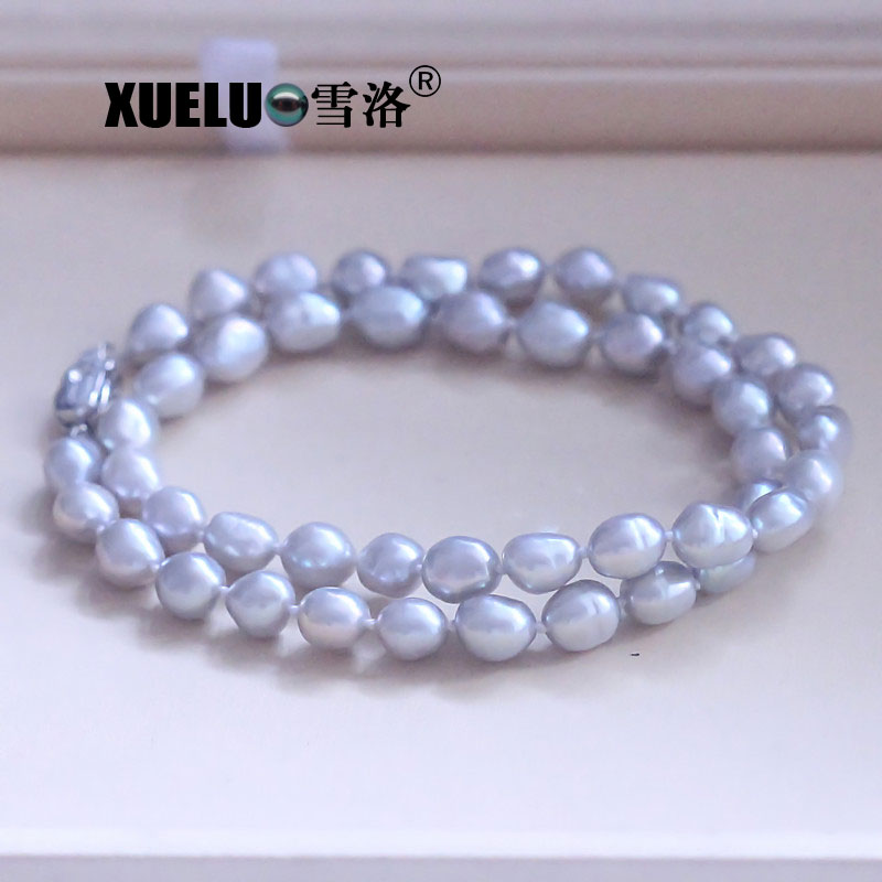 Light Grey Baroque Natural Cultured Freshwater Pearl Choker Necklace (XL120061)