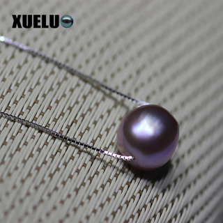 925 Sterling Silver Lavender Baroque Lucky Bead Necklace（XL120009)