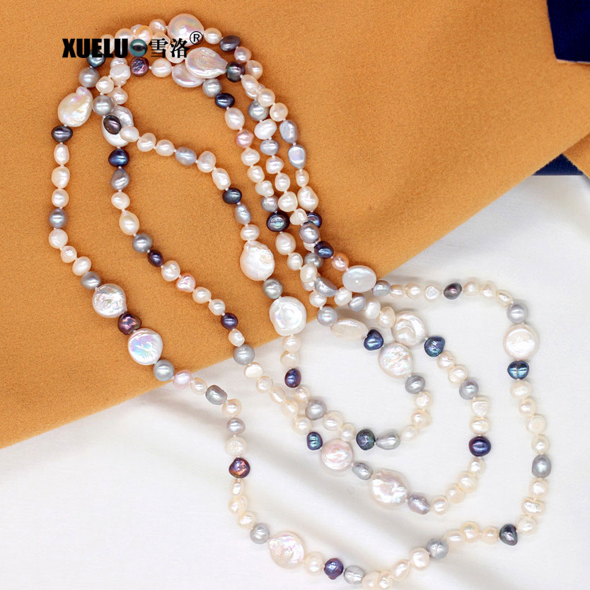 Fashion Long Colorful Freshwater Pearl Necklace(XL120021)
