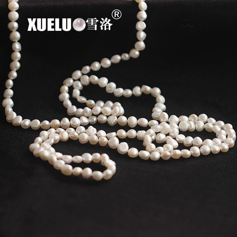 Fashion Long White Baroque Freshwater Pearl Necklace(XL120029)