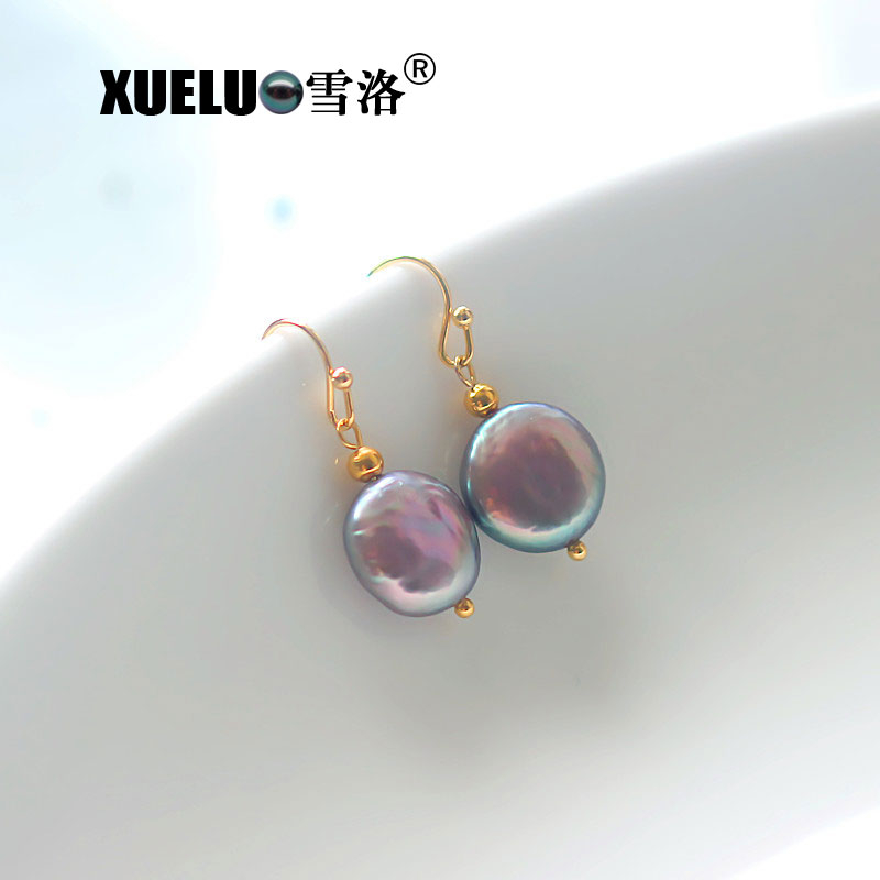 Fashion Lavender Baroque Freshwater Drop Pearl Earrings (XL140139)