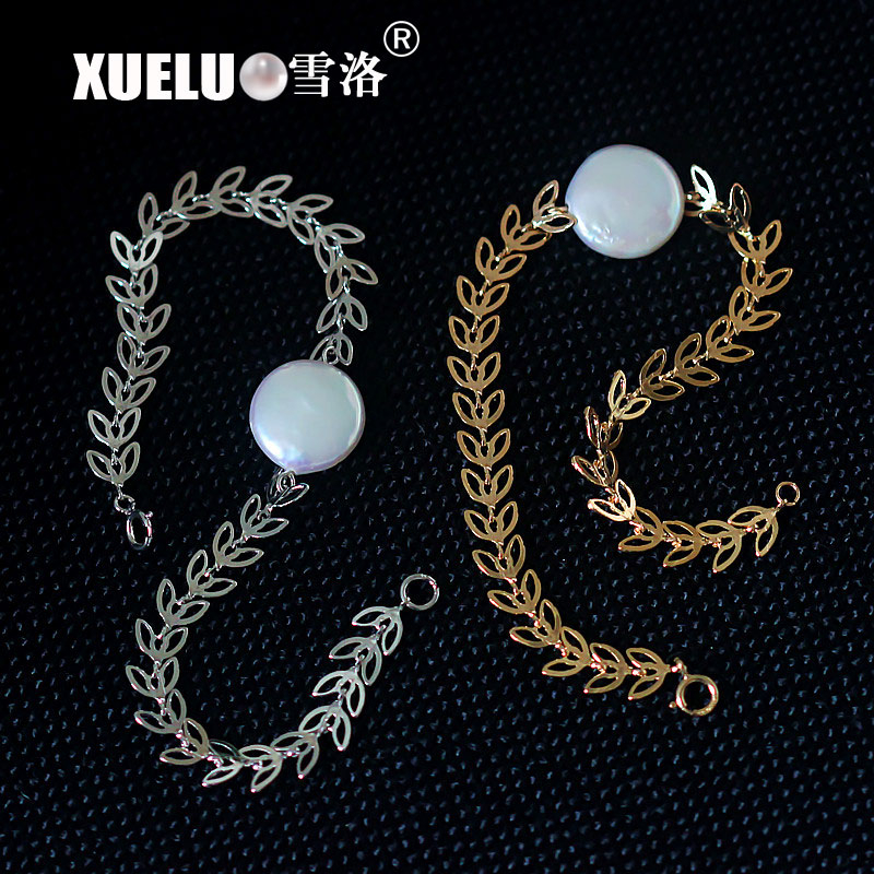 Fashion Real Natural Cultured Freshwater Coin Baroque Pearl Bracelet(XL150011)