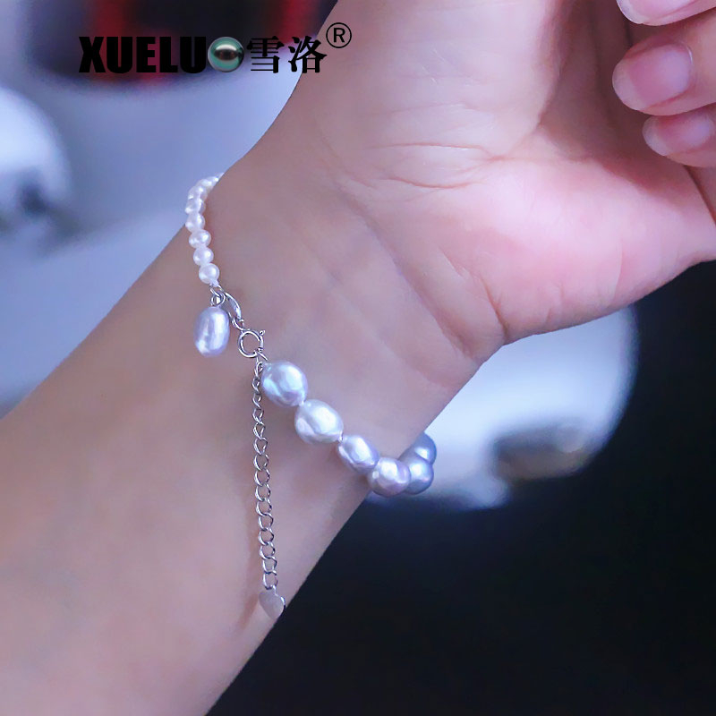 Fashion Light Grey Charming Natural Cultured Freshwater Pearl Bracelet Jewelry (XL150125)