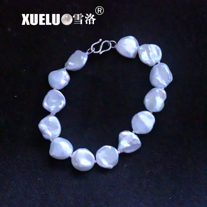 Gorgeous Genuine Keshi Flower Shape Baroque Cultured Pearl Bracelet Jewelry(XL150129)
