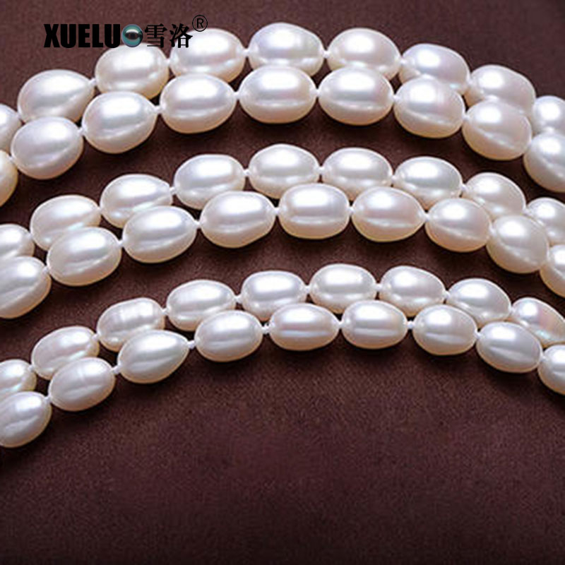 High Quality Rice Natural Cultured Freshwater Pearl Necklace Wholesale (XL120082)
