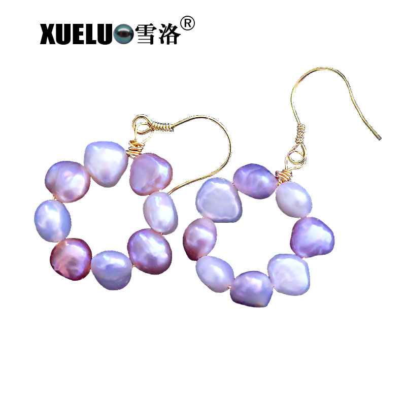 Fashion Genuine Baroque Chinese Cultured Freshwater Drop Pearl Earrings (XL140171)