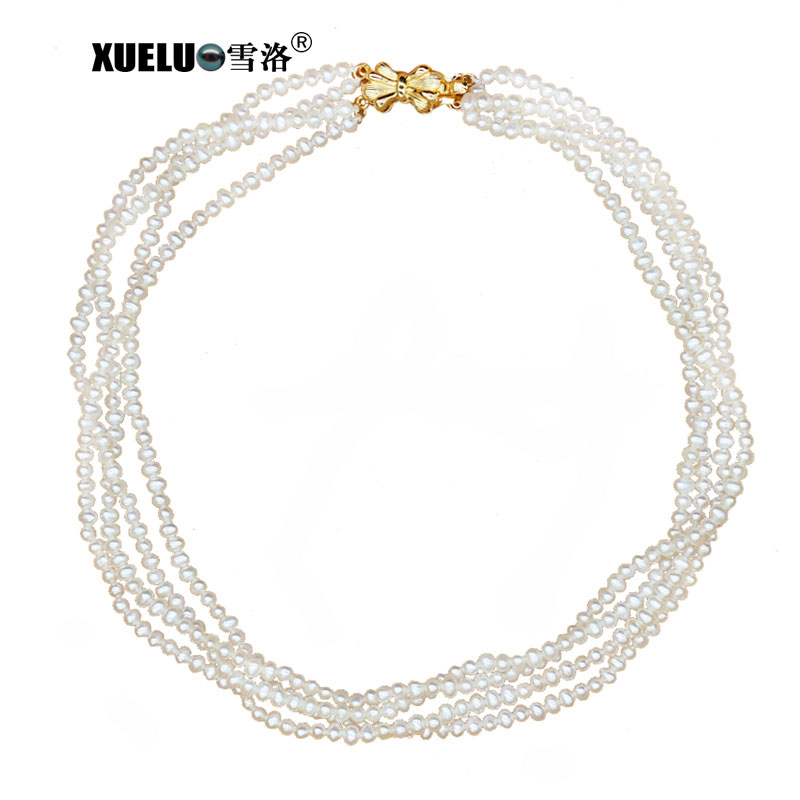 Fashion Multi Strands Small Natural Cultured Freshwater Pearl Necklace (XL120079)