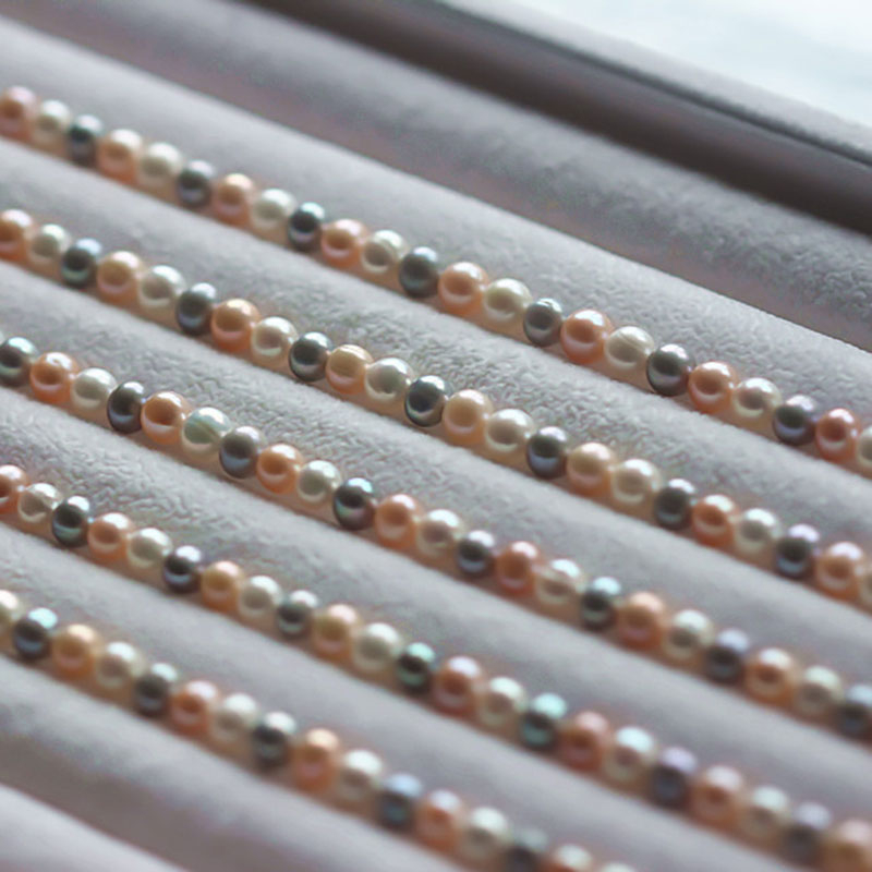 7-8mm Round Multicolor Real Natural Cultured Freshwater Pearl Strings (XL180107) 