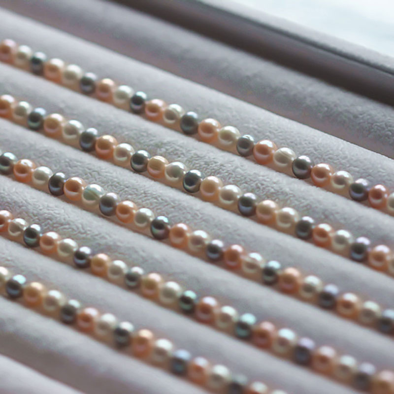 7-8mm Round Multicolor Real Natural Cultured Freshwater Pearl Strings (XL180107) 