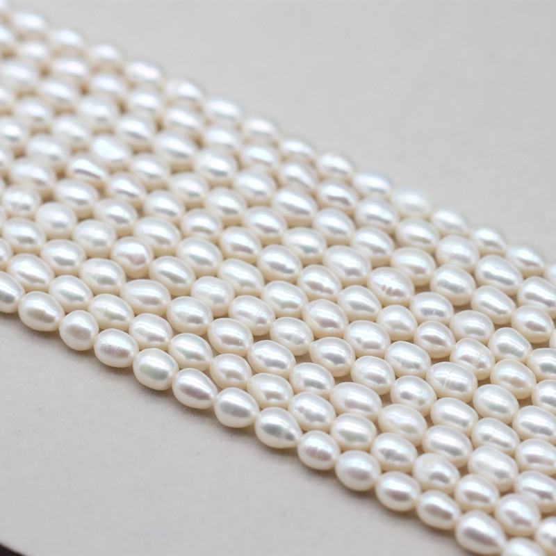  6-7mm Medium Quality Rice/Oval Shape Natural Cultured Freshwater Pearl Strings (XL180120) 