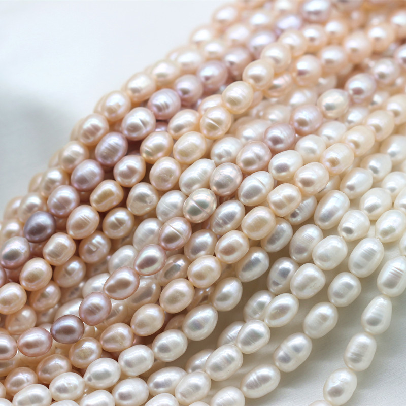 7-8mm Medium Quality Rice/Oval Cultured Fresh Water Pearl Strings (XL180121) 