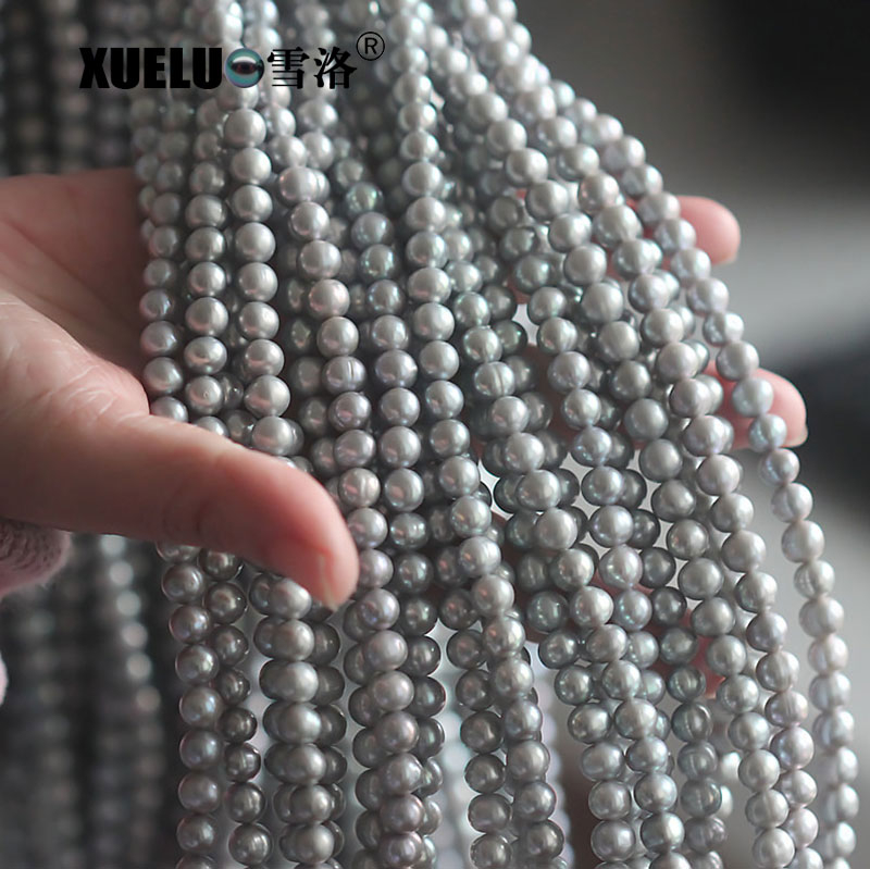 8mm Grey Round Natural Cultured Freshwater Pearl Strings Wholesale (XL180108) 