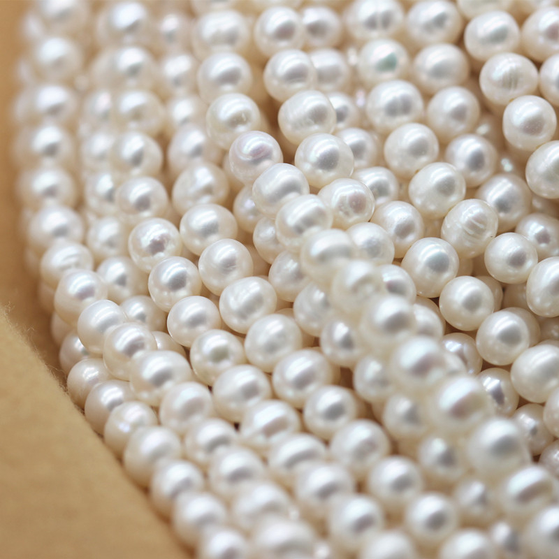 5-6mm Potato Round Genuine Natural Cultured Freshwater Pearl Strings (XL180116) 