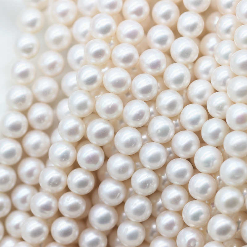 7-8mm AAA Good Quality Round Natural Cultured Freshwater Pearl Strings (XL180115) 