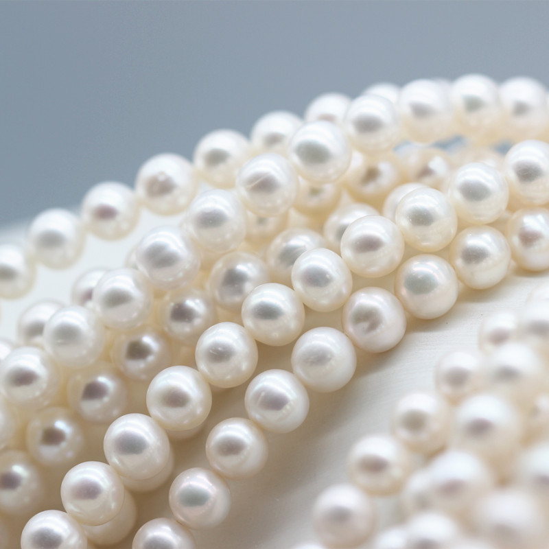 7-8mm AAA Good Quality Round Natural Cultured Freshwater Pearl Strings (XL180115) 