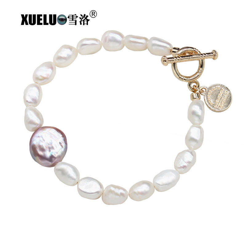Fashion Natural Cultured Genuine Baroque Freshwater Pearl Bracelet Jewelry (XL150146-2)