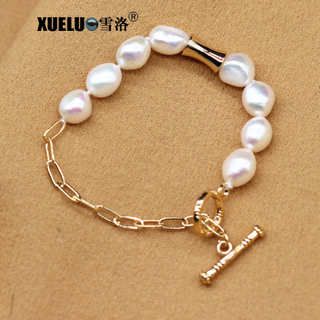 Fashionable Genuine Natural Cultured Freshwater Baroque Pearl Bracelet Jewelry Wholesale (XL150151)