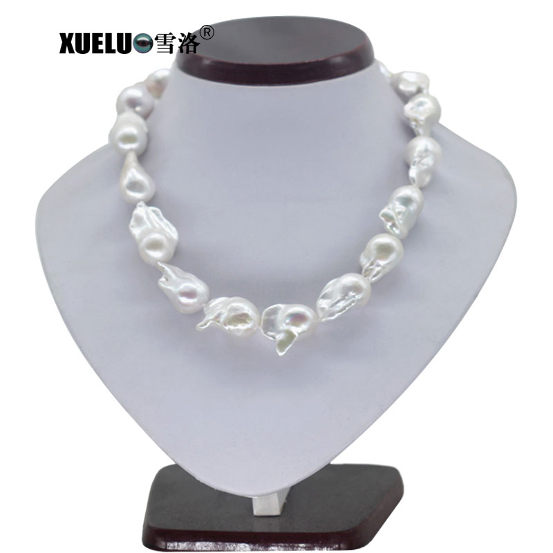 15-17mm AAA Natural Nucleated Baroque Freshwater Pearl Choker Necklace (XL120068)