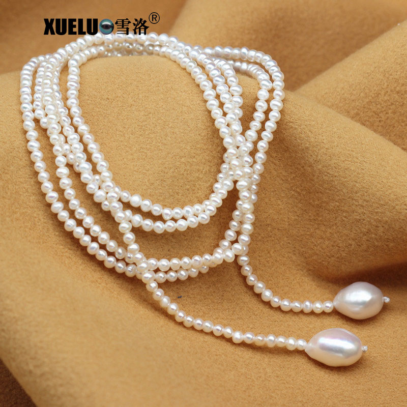 3-4mm Fashion Jewelry Small Natural Round Freshwater Pearl Necklace (XL120070)