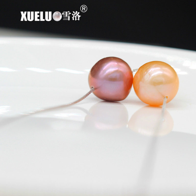Sterling Silver Jewelry Round Real Baroque Freshwater Pearl Necklace (XL120074)