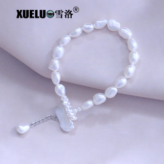 Fashion Gorgeous Baroque Natural Real Cultured Freshwater Pearl Bracelet Jewelry(XL150133)