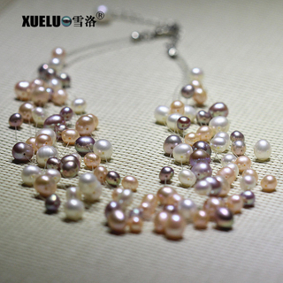 4mm+5mm+6mm+7mm+8mm AA Quality Multi Strands Freshwater Pearl Necklace(XL120093)