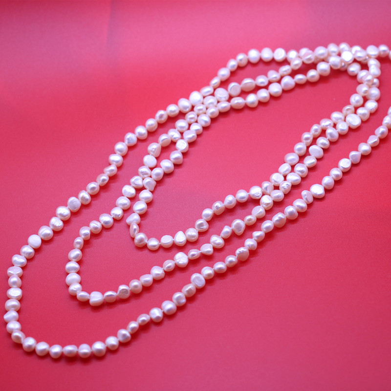 7-8mm Long Baroque White Freshwater Pearl Necklace(XL120069)