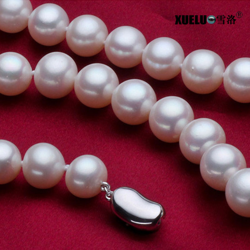 9-10mm Perfect Round Classic White Freshwater Pearl Necklace（XL120085）
