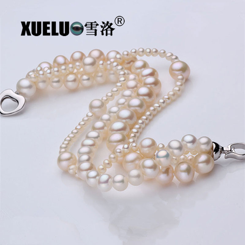 Fashion Multistrands Near Round Natural Cultured Freshwater Pearl Bracelet(XL150019)