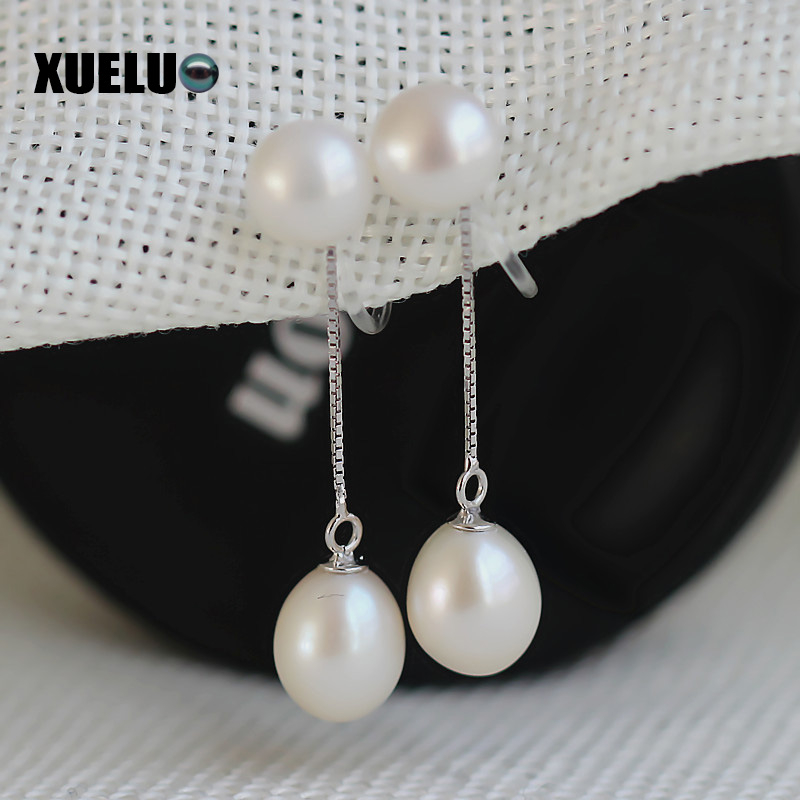 Double Natural Cultured Freshwater Pearl Clip Earrings for no ear hole (XL140003)
