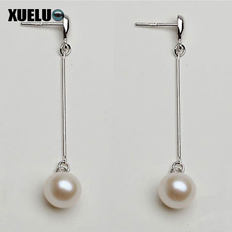 7.5-8mm Fashion Perfect Round Shape Natural Cultured Freshwater Pearl Earrings (XL140008)
