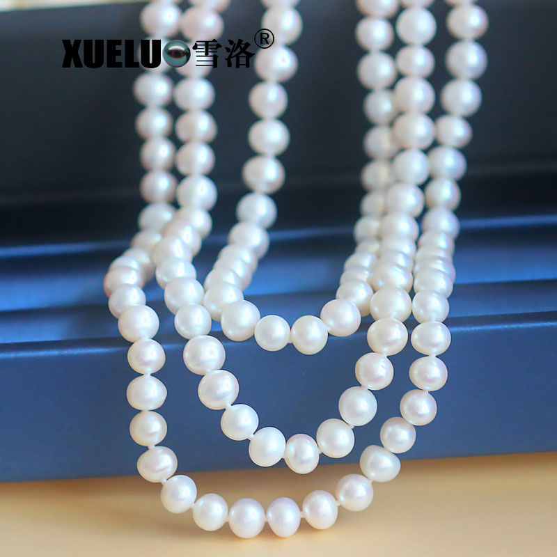 Classic Fashion Long Round Natural Cultured Freshwater Pearl Sweater Necklace (XL120048) 