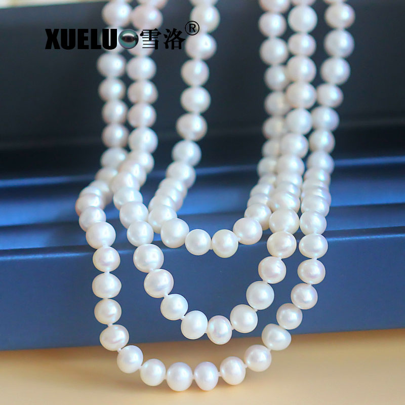 Classic Fashion Long Round Natural Cultured Freshwater Pearl Sweater Necklace (XL120048) 