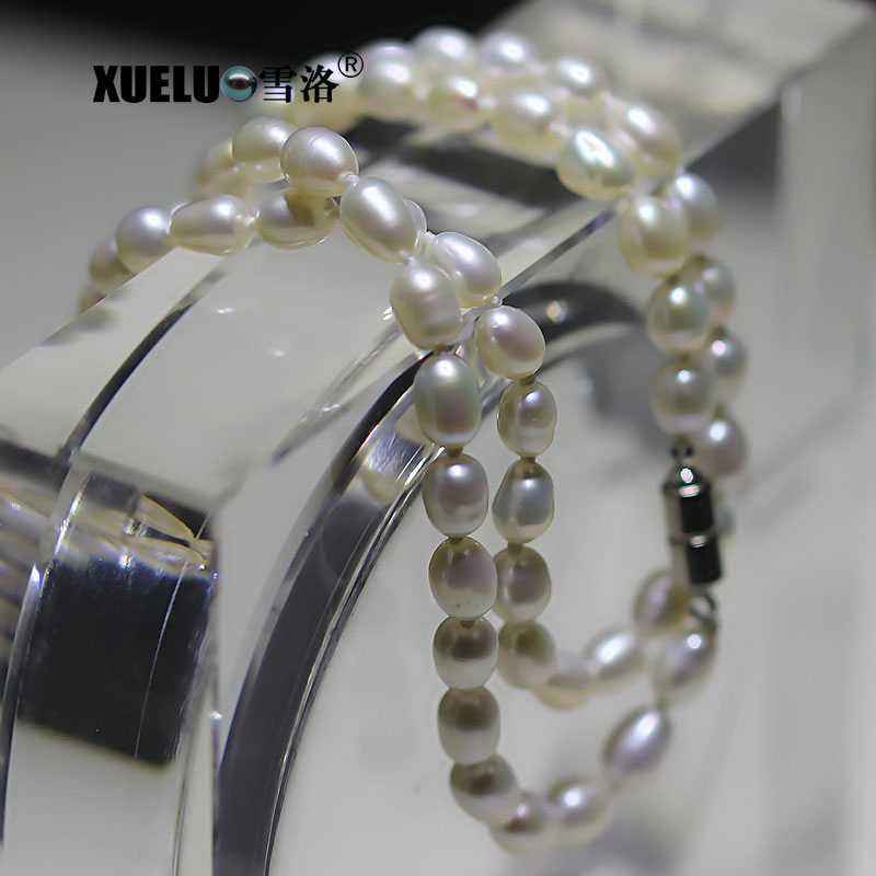 4-5mm AAA Quality Oval/Rice White Classic Freshwater Pearl Necklace（XL120097）