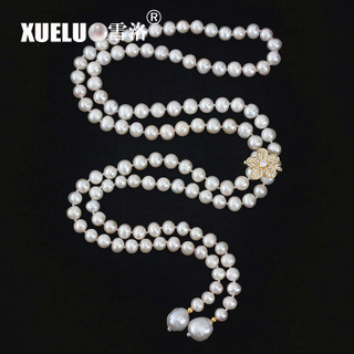  Fashion Pearl Jewelry Long Natural Freshwater Pearl Necklace (XL120036) 