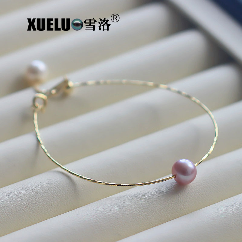 925 Sterling Silver Fashion Round Natutral Chinese Cultured Freshwater Pearl Bracelet (XL150104)