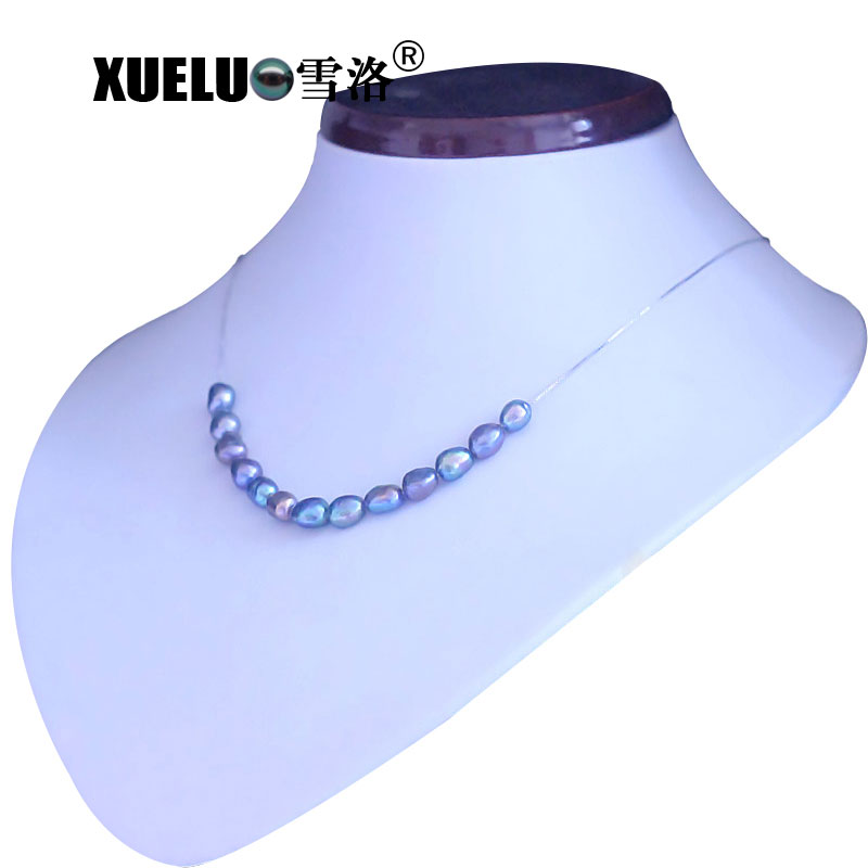 Sterling Silver Jewelry Natural Baroque Cultured Freshwater Pearl Necklace (XL120062)