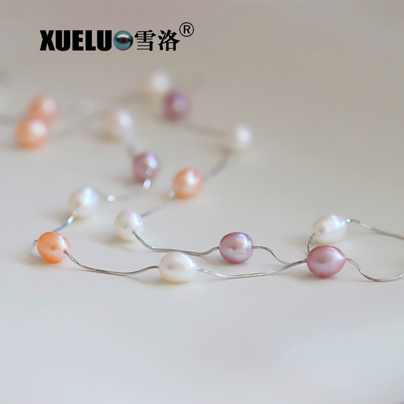 Sterling Silver Jewelry 90cm Long Cultured Freshwater Pearl Necklace (XL120055)