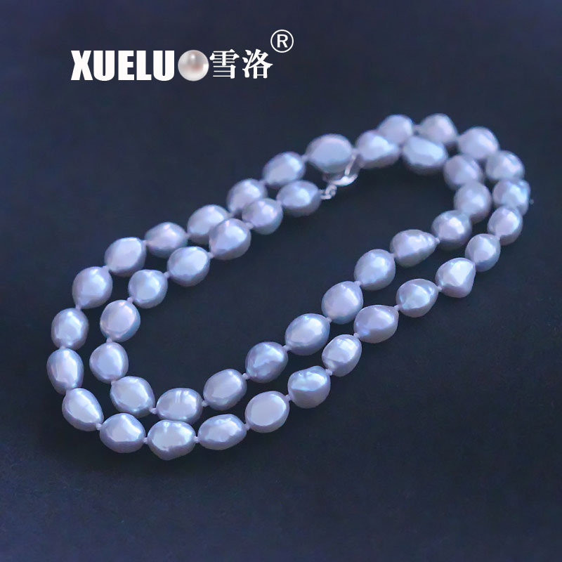 Light Grey Baroque Natural Cultured Freshwater Pearl Choker Necklace (XL120061)
