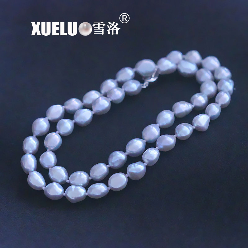 Light Grey Baroque Natural Cultured Freshwater Pearl Choker Necklace (XL120061)