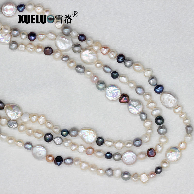 Fashion Long Colorful Freshwater Pearl Necklace(XL120021)