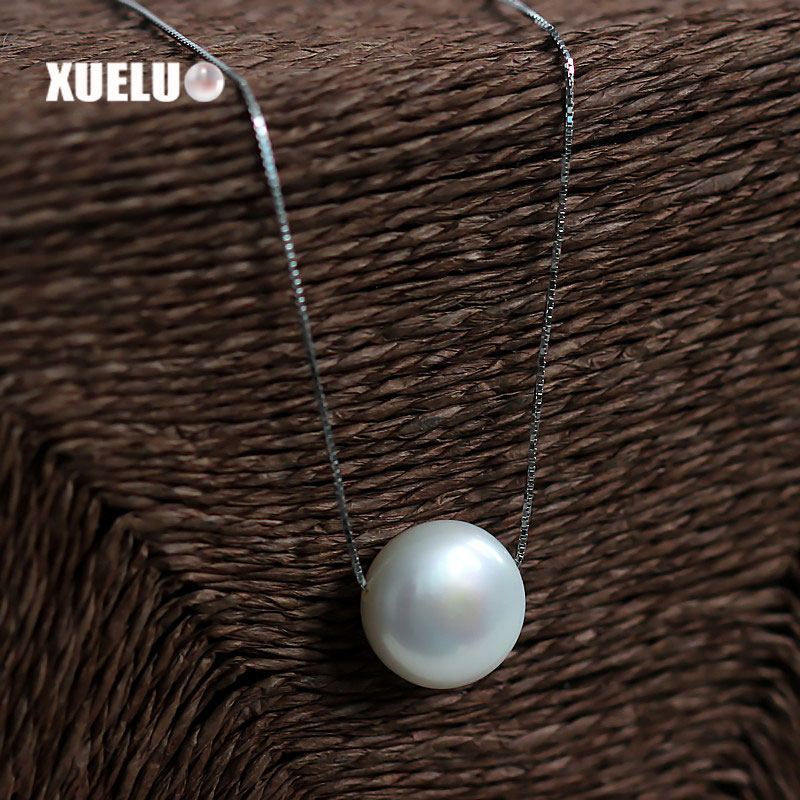 925 Sterling Silver Coin Shape Pearl Necklace（XL120011)